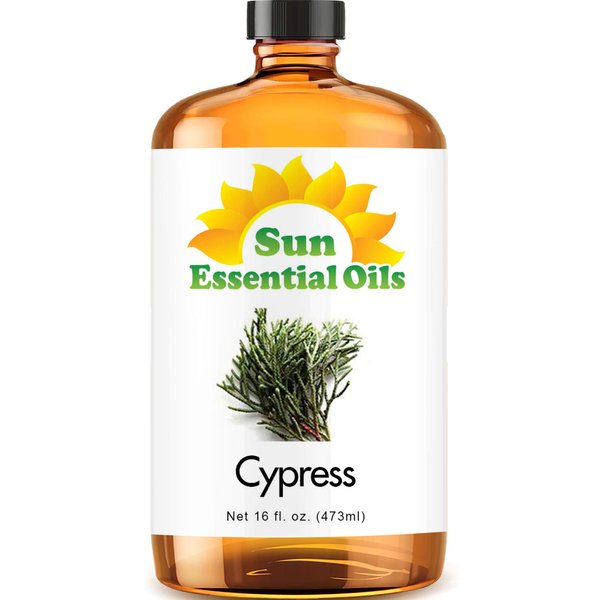 Sun Essential Oils - Cypress Essential Oil 16oz for Aromatherapy, Diffuser, Muscle Ease - Cypress Essential Oil Bulk - Aromatherapy Oil
