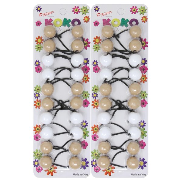 KOKO - Priemum 20 Pcs Bubble hair ties. Elastics Ties 18mm Ball Bubble Ponytail Holders. Colorful Elastic Accessories for Baby Kids Children Girls Women All Ages (LIGHT BROWN AND WHITE)…
