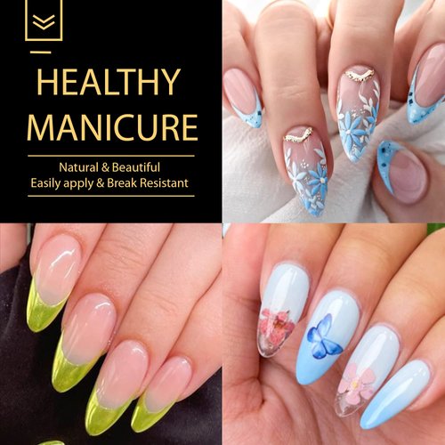 UNA GELLA Almond Gel X Nail Tips 600 Pcs Pre-filed Almond Nail Tips Full Cover Nail Tips Press On Nails 12 Sizes Half Matte Clear Fake Soft Gel Nail Tips for Nail Extension Home DIY Salon with Box