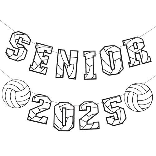 Senior 2025 Volleyball Banner, Volleyball Graduation Party Decoration Volleyball Senior Night Banner for High School College Graduation Sport Theme Party Supplies