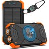 BLAVOR Solar Charger Power Bank, Real Rated 10,000mAh Portable Wireless Charger with USB C Input/Output for Cell Phones, External Battery Pack with Dual Flashlight for Camping (Orange)