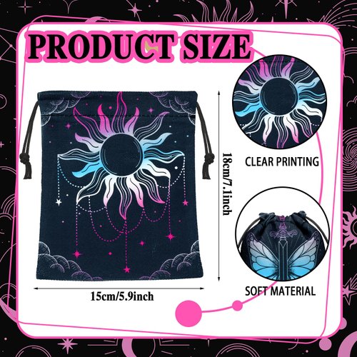 Paterr 16 Pcs Tarot Card Bag Velvet Storage Bag Vintage Tarot Rune Bag Dice Bag Tarot Velvet Pouches with Drawstrings Jewelry Pouch for Tarot Enthusiasts, 7.1 x 5.9 Inch (Cute Style)