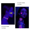 Neon Night Light Tattoo Sticker Glow in The Dark Music Party Waterproof Temporary Nightglow Stickers Music Guitar Bar Glitter Disco Fantastic Fluorescence Tattoos for Women Man Party Decoration