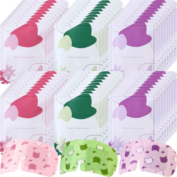 Silicherry 48 Pack Steam Eye Masks Disposable Heated Eye Mask for Dry Eyes Spa Self Heating Eye Mask Compress Warm for Sleeping Eye Fatigue Relief Travel Gifts, Lavender, Rose, Unscented