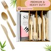 SWEET HOME Bamboo Utensils Disposable Set of 180 pcs 70 Forks 40 Spoons and 70 knives 100% Compostable - Bamboo Biodegradable Utensils Eco-Friendly Cutlery for Party Camping Travel & More