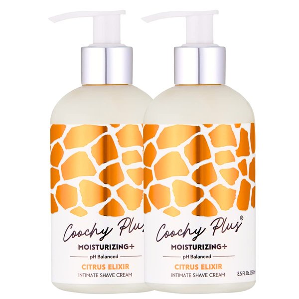 Coochy Intimate Shaving Cream MOISTURIZING Plus CITRUS ELIXIR For Pubic, Bikini Line, Armpit - Rash-Free With Patent-Pending Formula – Prevents Razor Burns & Bumps, In-Grown Hairs, Itchiness 2 Pack