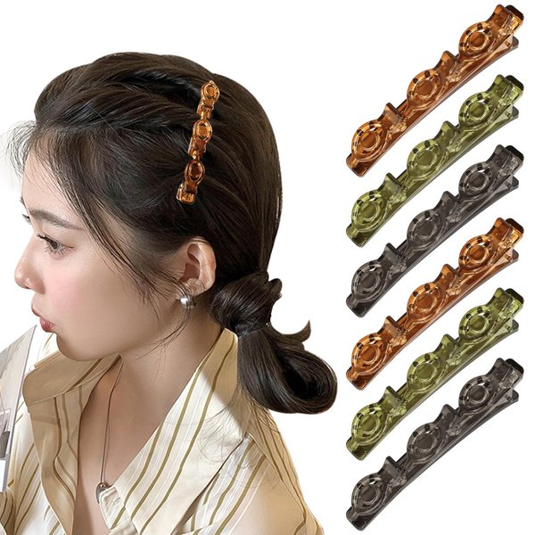 FYY Braided Hair Clips Accessories - Double Braided Hair Clips For Girl Women with 3 Small Clips Hair Accessories For Styling-Leopard-Brown+Yellow+Grey