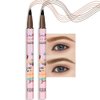 Kaely 2Pcs Medium Dark Brown Microblading Eyebrow Pen,4 Tip Magic Eyebrow Pencil,Magical Precise Waterproof Brow Pen,lapiz de cejas 3d Eye Brow Pencils for Women,Creates Natural Brows Makeup,01+02