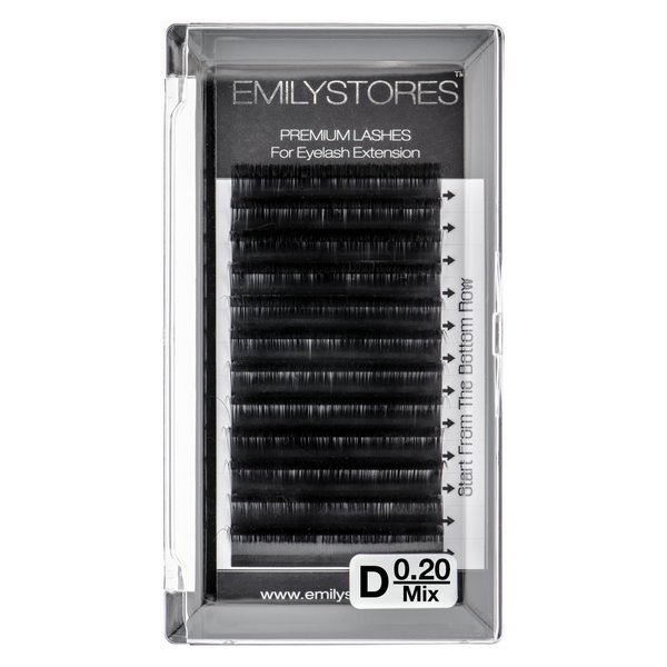 EMILYSTORES Eyelash Extensions 0.20mm Thickness D Curl Length 8-14mm Individual Eye Lashes Mixed Sizes For Lash Extension (0.20,D,Mixed 8-14mm)