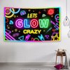 Ladvis Neon Let's Glow Crazy Backdrop, Glow Theme Birthday Background, Party Banner Decorations for Kids Boys Girls Sleppover Party Supplies Photography Photoshoot Props Fabric 59"x35.4"