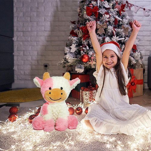 FAYUAKU 9" Cow Stuffed Animals Plush Cow Doll Kids Boys Girls Animal (9" Pink Cow)