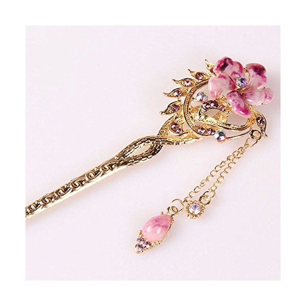 Vintage Chinese Women's Crystal Flower Lavender Hair Stick, Bridal Hair, Wedding Hair, Bride Hair Jewelry