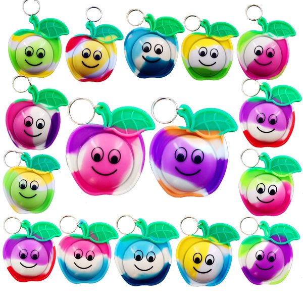 HOZKEAP 24 Packs Funny Unique Mini Pop Rainbow Keychain fidgets Bubble Toys for Kids Children Classroom Students Gifts from Teacher, Birthday Party Favors