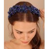 Xerling Floral Pearl Headband Tiara for Girls Bridal Hair Accessory for Wedding Blue Crystal Crown for Party Headdress Hair Band Jewelry (Blue)