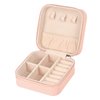 MFXIP Travel Jewelry Case Small Jewelry Box Jewelry Organizer Storage Case Portable PU Leather Mini Jewelry Travel Case for Girls Womens Earring, Necklace, Rings,Bracelets (Pink)