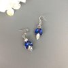 BERYUAN Women Royal Sapphire Crystal Blue Pearl Earring Hair Vine Set Silver Wedding Hair Accessory Hair Comb Piece Gift for Her Party Headpiece for Bride Bridesmaid Girls(Blue) (Blue)