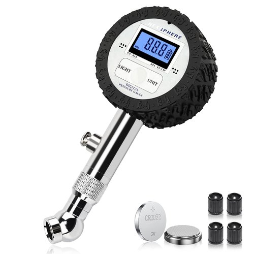 NexSphere 1.5'' Digital Tire Pressure Gauge, LED Display with 360° Swivel Chuck, High-Precision Air Pressure Gauge for Tires, 100 PSI for Trucks, RVs, Motorcycles, and Heavy-Duty Applications
