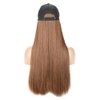 iLUU 24" Synthetic Hair Extension Attached Baseball Cap Long Straight Wig Hat with HairHair Extensions Black Hat with Light Brown Hairpiece Cap Wig for Women - Light Brown