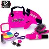 Big Mo’s Toys Kids Beauty Makeup and Hair Salon Set, Girls Pretend Play Toy with Cosmetic Bag, Hairdryer, Curling Iron, Blush Pallet with Mirror, Lipstick & Styling Accessories, 12 Piece Kit
