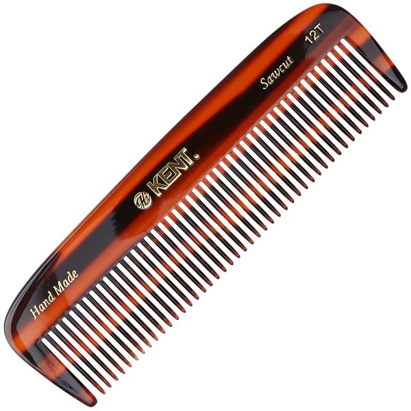 Kent 12T All Coarse Hair Detangling Comb Wide Teeth Pocket Comb for Thick Curly Wavy Hair. Hair Detangler Comb for Grooming Styling Hair, Beard and Mustache. Saw-Cut Hand Polished. Handmade in England