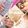 35 Pieces 3D Luxury Nail Art Nail Gems Nail Crystals Gold Nail Diamonds Rhinestones Metal Alloy Glass Rhinestones Nail Charms with Storage Box for Nail Decor DIY Craft Jewelry Making (Novel Style)