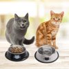 Cat Bowls for Food and Water,2PCS Rapsrk Non-Slip Stainless Steel Small 8 Oz Pet Bowl with Removable Rubber Base Dog Bowl,Stackable Puppy Dishes with Cute Cat Painted