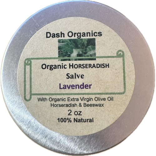 Organic Herbal Salve | 2oz | Horseradish Salve | Lavender Scented | Made with Organic Olive Oil