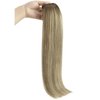 Sunny Ombre Human Hair Weft Extensions Brown Sew in Hair Extensions Balayage Dark Brown Faded Light Brown Mix Blonde Hair Wefts Human Hair Sew in Straight Hair Bundles for School 100g 18inch