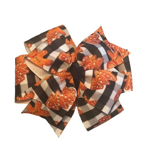 Buffalo Check Gingerbread Man Pinwheel Hair Bow