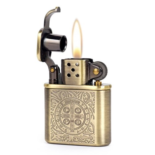 Bronzy Carved Constantine Antique Style Lift Arm Petrol Kerosene Lighter