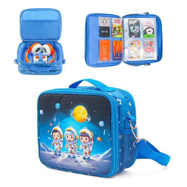 Taladad Travel Card Case for Mini Yoto Player, Card Holder,Card Binder Holder, Soft Portable Folder with 80 Pockets Player for Mini Audiobook Cards,Kids Audio Cards (blue)
