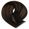 YoungSee 150G Clip in Hair Extension Real Human Hair Balayage Hair Extensions Clip ins Dark Brown Mix Medium Brown Highlights Brown Balayage Thick Human Hair Clip in Extensions 22Inch 7Pcs