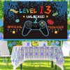 13th Birthday Backdrop Banner Video Game Decorations for Boys Level 13 Birthday Backdrop Decorations 13 Years Official Teenager Birthday Party Supplies