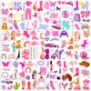 FANOST Pink Temporary Tattoos for Girls, 20 Sheets Princess Hot Pink Birthday Party Supplies Waterproof Tattoos Stickers for Kids Party Favors Easter Basket Halloween Disco Cosplay Party Decorations
