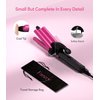 FARERY 1/2 Inch Mini Hair Crimper Iron for Beach Waves - 3 Barrel Curling Iron with Keratin & Argan Oil, Dual Voltage, Pouch Bag