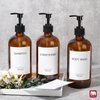 GMISUN Glass Amber Shampoo and Conditioner Dispenser Bottles, Refillable Shampoo and Conditioner, Body Wash Dispenser Bottles with Pump, Empty Reusable Bathroom Shower Bottles Set, 3 Pack(Amber)