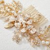 SWEETV Handmade Wedding Hair Comb Clip Rhinestone Bridal Hair Comb Piece, Gold Hair Accessories for Brides Wedding