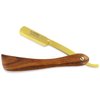 Common Wealth Pure Wood Handle Gold Straight Edge Classic Folding Barber Shaving Razor Vintage Style With Wooden Case Display Box (Gold)