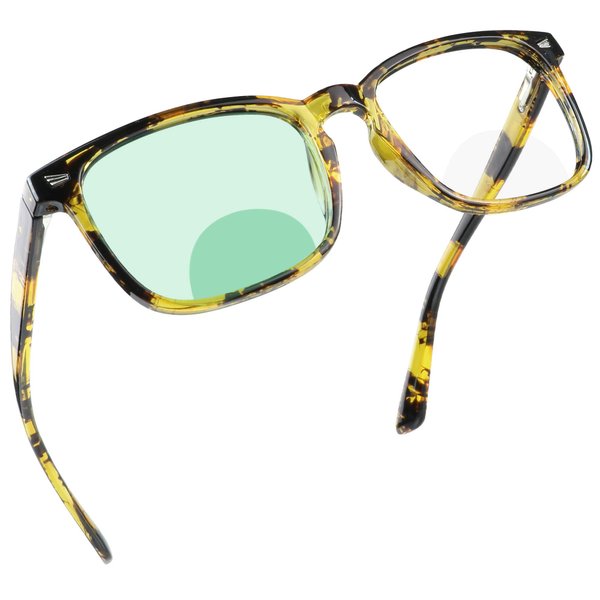 YEIN Bifocal Reading Glasses with Blue Light Blocking Lenses, Bifocal Reader for Women and Men, Vintage Square frame with Spring Hinge (+0.75/+3.25 magnification)