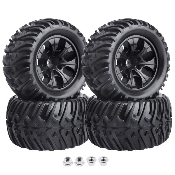 4pcs HobbyPark Height 4.92" (125mm) 12mm Hex RC Truck Wheels and Tires Set for Traxxas Redcat 1/10 Scale RC Truck Monster fit 2S 3S 4S Brushless Models