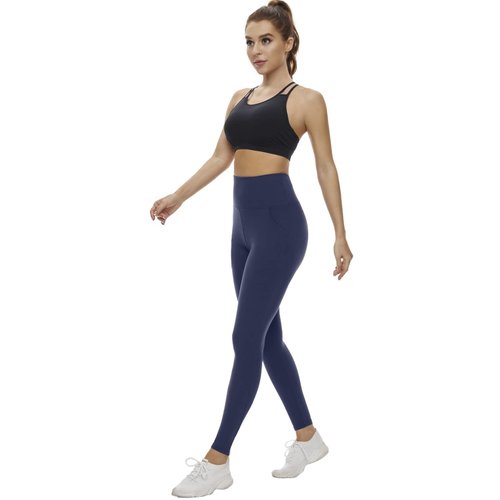 Aoliks Leggings with Pockets for Women - Yoga Pants with Pockets,Soft High Waist Tummy Control Non See Through Workout Pants Navy Blue