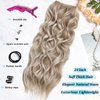 SilkStrands Invisible Wire Hair Extensions 24 Inch Secret Halo Hair Extensions with Adjustable 4 Clips Soft Transparent Lace Ash Blonde Halo Hair Extensions Natural Long Wavy Hair Extensions for Women