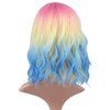 WTHCOS Ombre Rainbow Wig Short Curly Wavy Hair Wig for Women Side Part Wig Multi-Color Wig Heat Resistant Synthetic Hair Wigs for Daily Use Cosplay Wig With Wig Cap