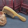 Natural Green Sandalwood Hair Comb - Anti-static Natural Sandalwood Hair Detox Wooden Comb (Wide Teeth)