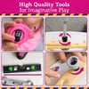 Toddler Girl Tool Set (Pink) with Carrying Case, Electronic Toy Drill & Vest – Pretend Play Tolls Kit with Safety Goggles, Gas Shield, Tape Measure, Saw, Bubble Level, Screwdriver, Nuts & Bolts