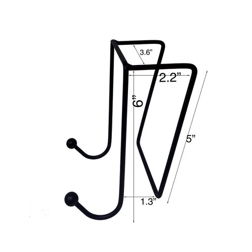 Tetra-Teknica CWH-01 2 Inch Space Addition Wire Double Coat Hook for Office Cubicle Partition Wall Panel, Color Black