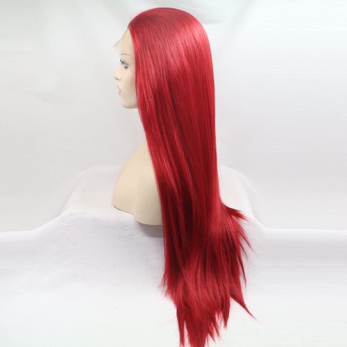 xiweiya Bright Red Lace Wigs for Women13*4 Lace Front Red Wigs Long Straight Red Wigs Synthetic Heat Resistant Fiber Natural Straight Hair Wig Ombre Red Lace Wigs180% Density 26 Inch