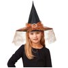 Edoneery Halloween Witch Hat for Women, Mesh Lace Fancy Dress Wizard Costume Accessory for Cosplay Parties(Orange)