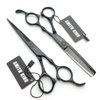 6.0 Inches Hair Cutting Scissors Set with Combs Lether Scissors Case,Hair cutting shears Hair Thinning shears For Personal and Professional (Matt black)