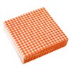 Gatherfun Disposable Paper Napkins 3-ply Orange and White Gingham Beverage Napkins for Dinner, Picnic, Birthday Party（6.5X6.5 in, 50-Pack)